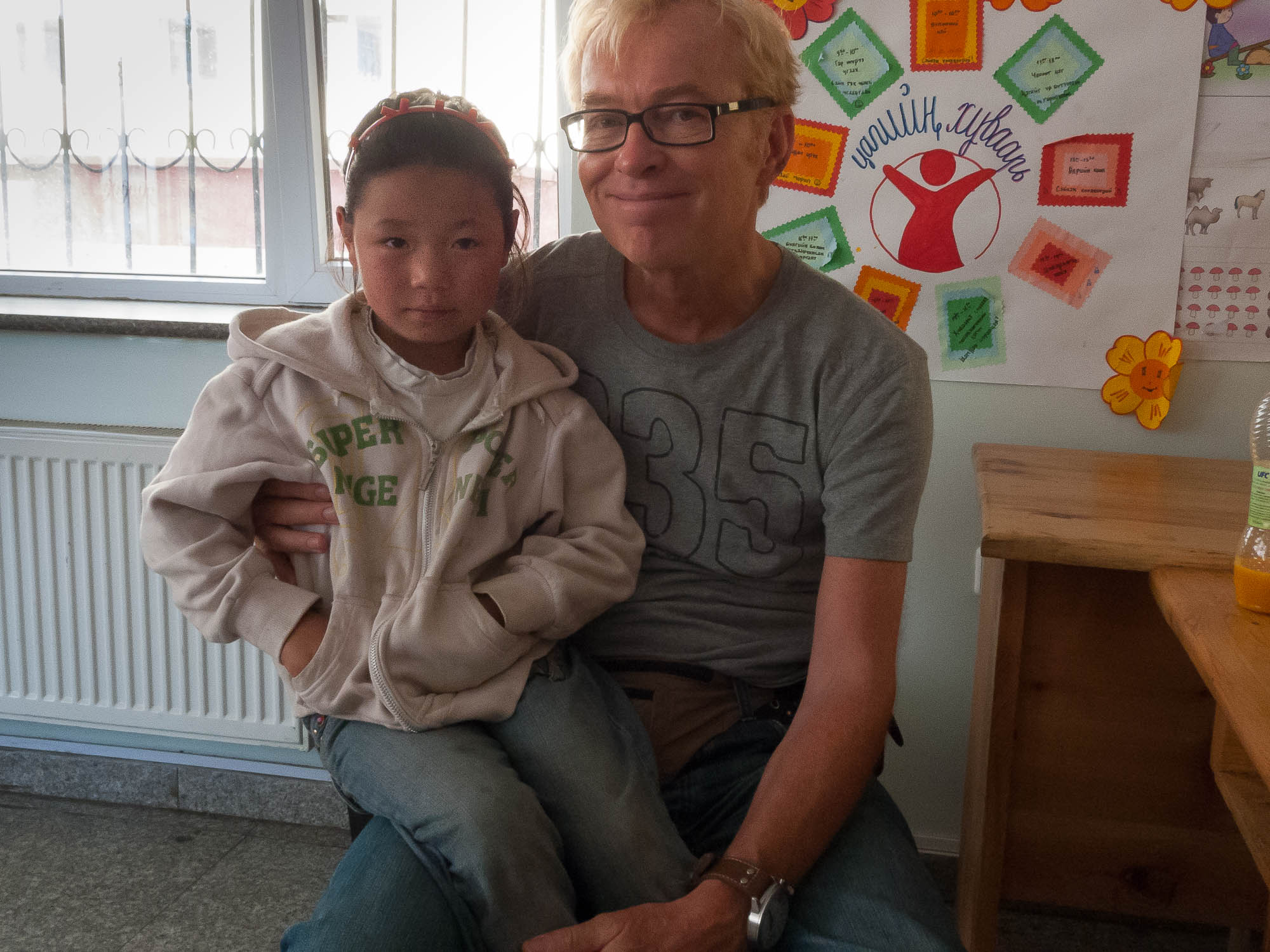 with a street girl in Mongolia
